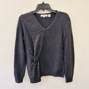 Inhabit gray V neck sweater with side knot size small